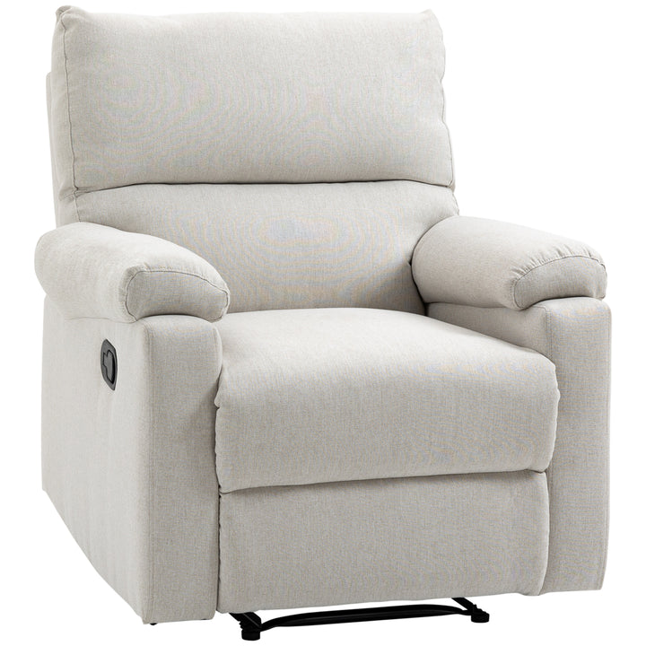 HOMCOM Recliner Chair, Manual Reclining Chair with Footrest, Padded Seat for Living Room, Bedroom, Study, Cream White