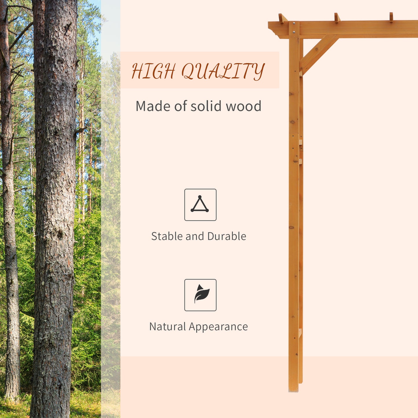 Outsunny 85" Wooden Outdoor Garden Arbour, Garden Arch Trellis for Climbing Vines  for Wedding and Ceremony - Orange