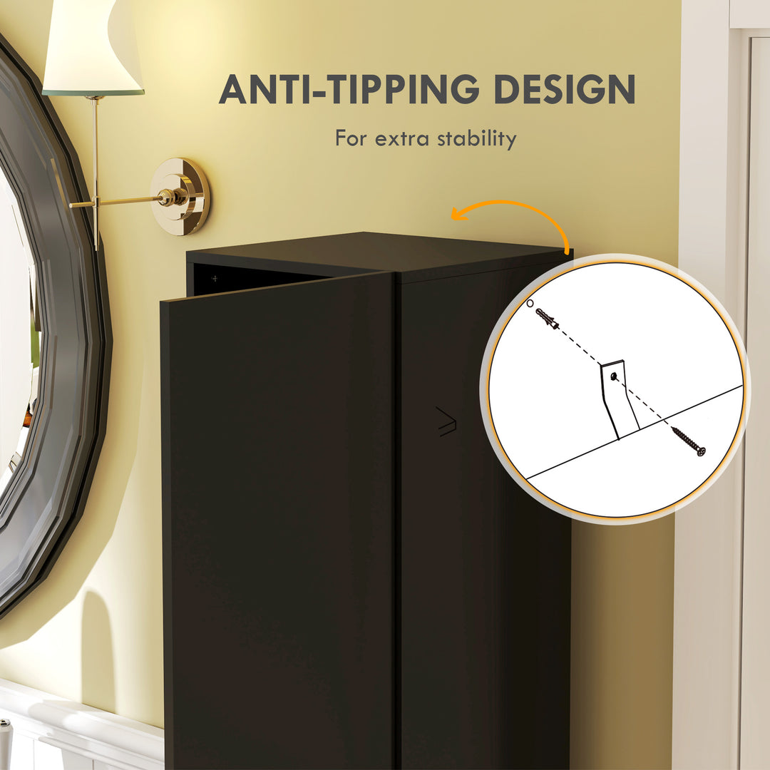 kleankin Tall Bathroom Cabinet, High Gloss Storage Cabinet with Doors and Adjustable Shelves, 11.8" x 11.8" x 71.5", White