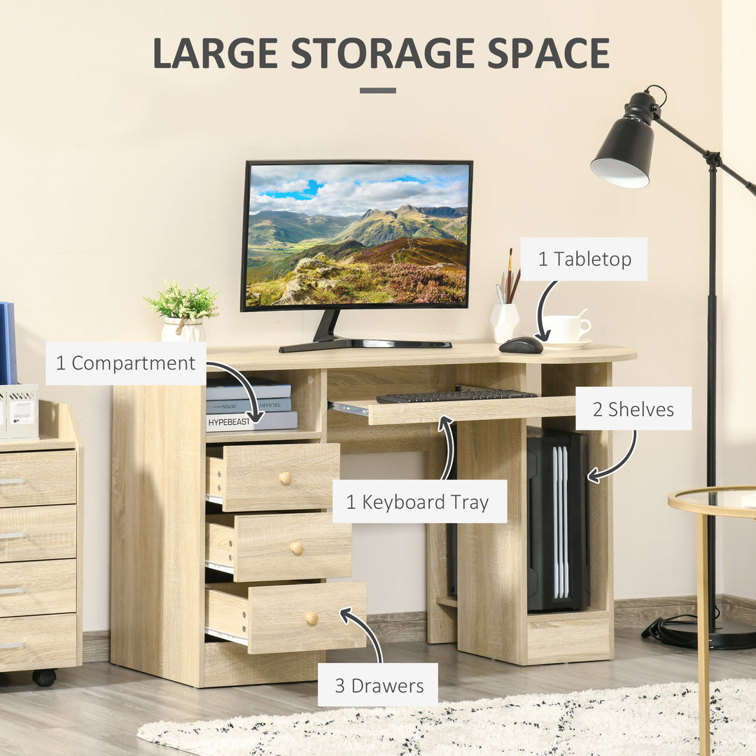 HOMCOM Computer Desk with Storage, Home Office Laptop Table with Shelves and Drawers, Modern Workstation Desk with Keyboard Tray for Study, Living Room, Black