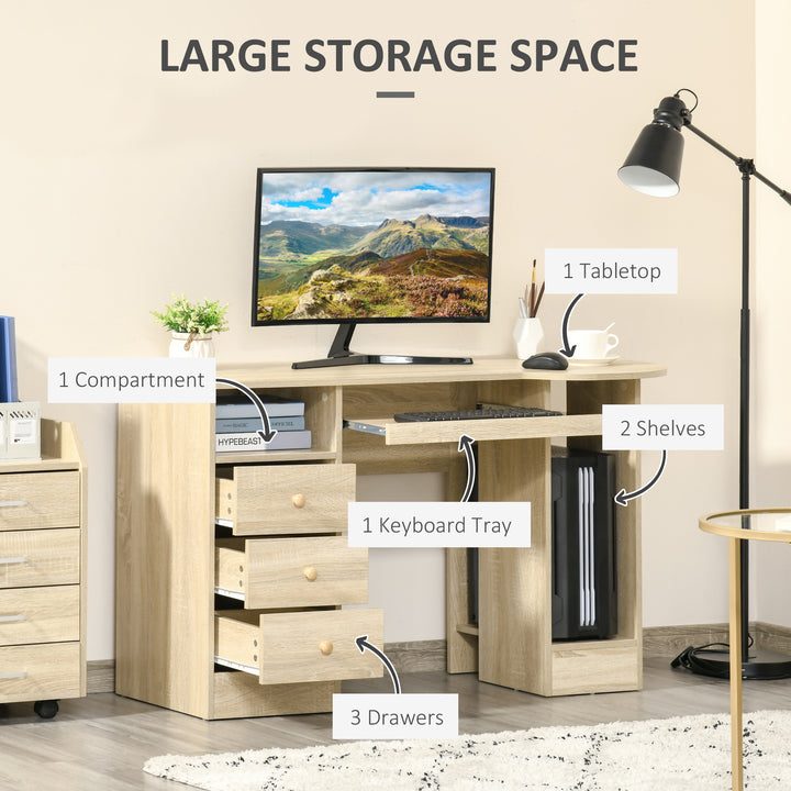 HOMCOM Computer Desk with Storage, Home Office Laptop Table with Shelves and Drawers, Modern Workstation Desk with Keyboard Tray for Study, Living Room, Black