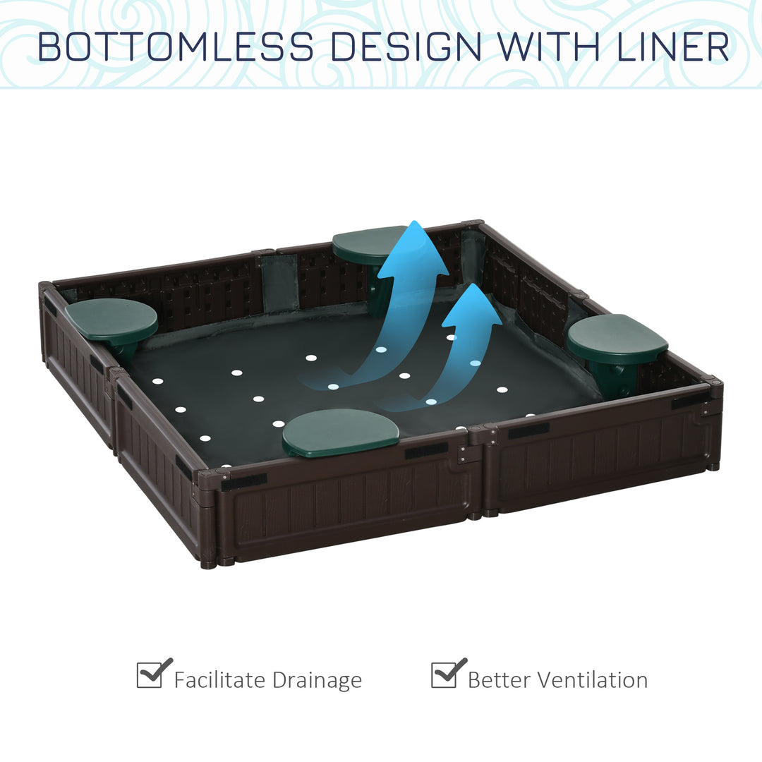 Outsunny Kids Outdoor Sandbox with Canopy, Bottom Fabric Liner, Brown