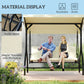 Outsunny Convertible Patio Swing Bed with Canopy and Cushions, 3 Seater Porch Swing for Outdoor, Backyard, Garden, Cream White