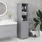 kleankin Tall Bathroom Storage Cabinet, Freestanding Tower Cabinet with Adjustable Shelf, 3 Open Shelves, White