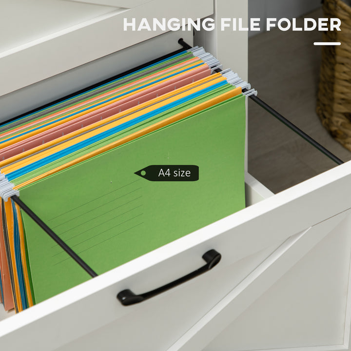 Vinsetto Vertical File Cabinet with Hanging Bars for A4 Size for Home Office, 29.9"x 19.7"x 30.3", White