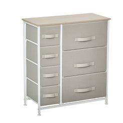 HOMCOM Dresser for Bedroom with 7 Drawers, Chest of Drawers with Metal Frame, Fabric Dresser for Living Room, Light Grey