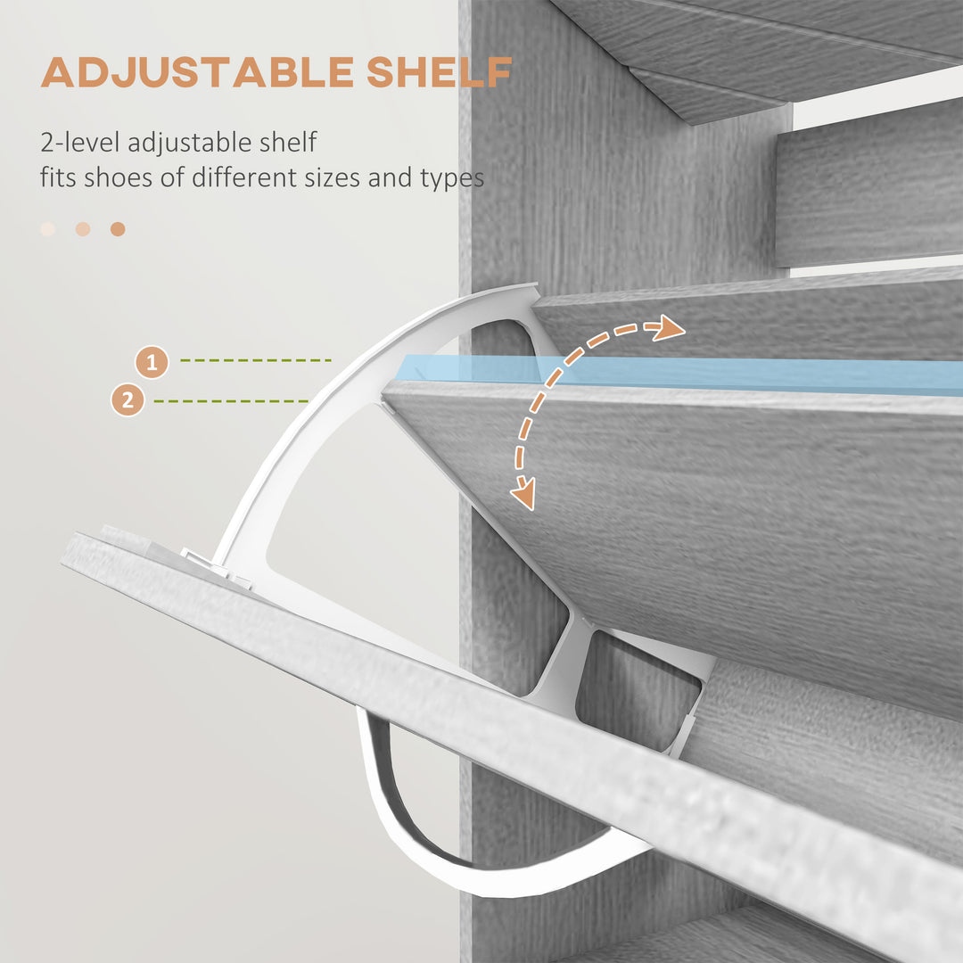 HOMCOM Shoe Storage Cabinet with 3 Flip Drawers, Narrow and Slim, 12 Pair of Shoes Organizer for Hallway, Entryway