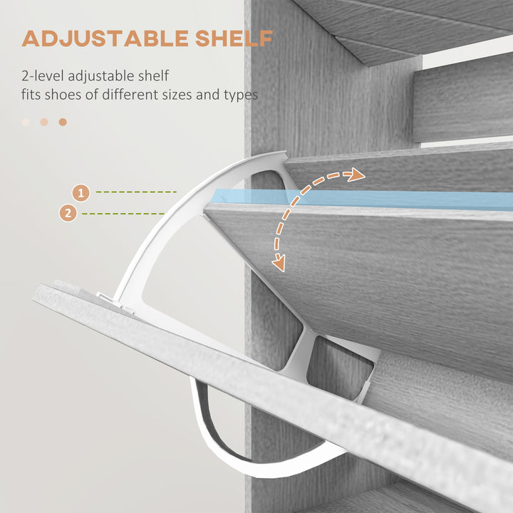 HOMCOM Shoe Storage Cabinet with 3 Flip Drawers, Narrow and Slim, 12 Pair of Shoes Organizer for Hallway, Entryway