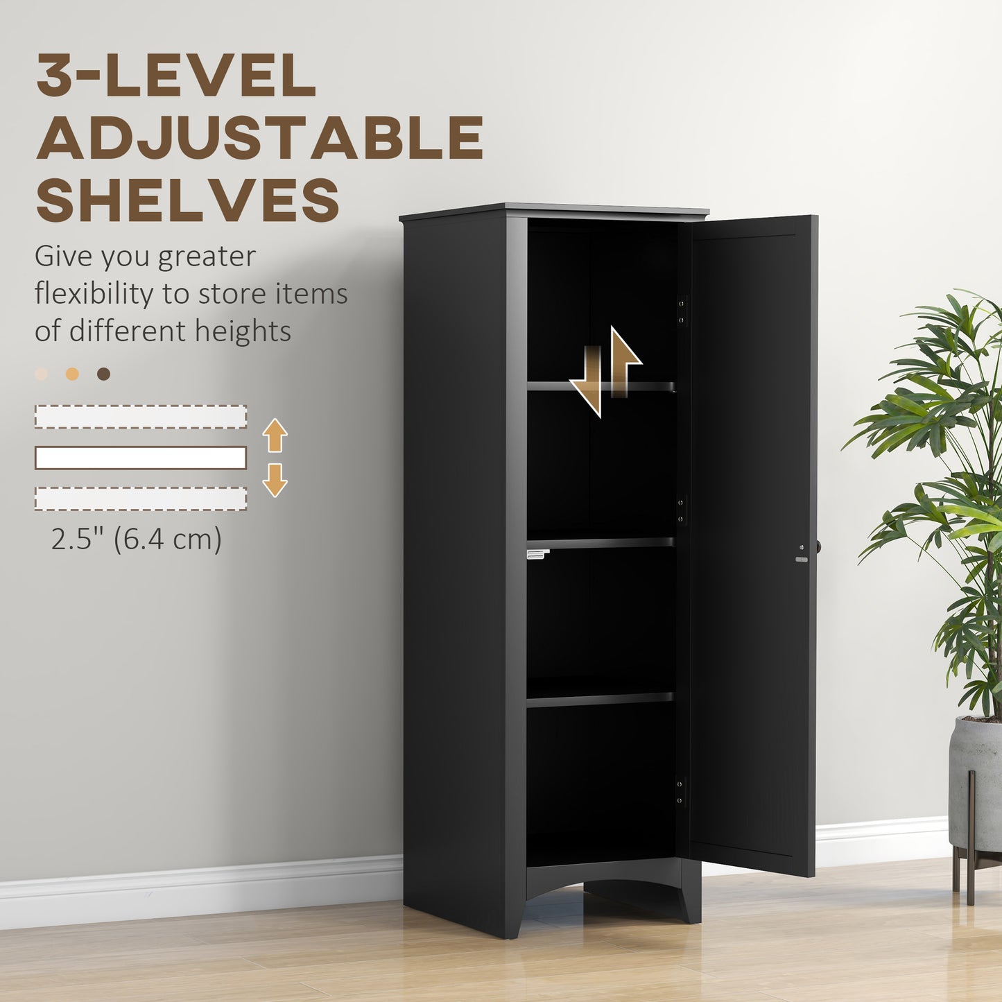 HOMCOM 48" Kitchen Pantry Storage Cabinet, Single Door Kitchen Cabinet with 4 Tier Shelving and Adjustable Shelves, White