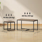 HOMCOM Nesting Coffee Table Set of 3, Modern End Tables with Black Metal Frame for Living Room Home Furniture, Natural