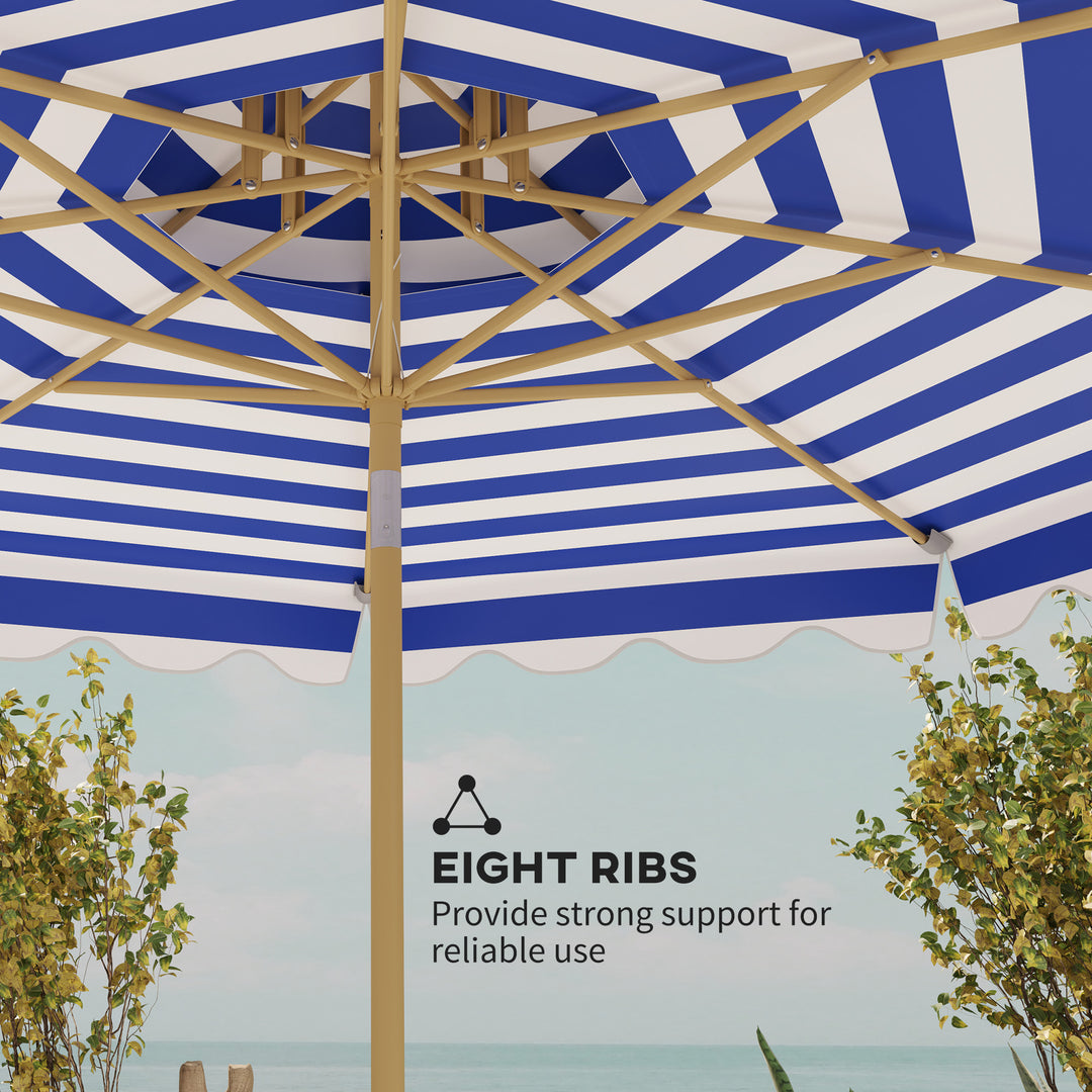 Outsunny 9FT Patio Umbrella with 8 Ribs, Crank, Tilt, UPF 50+, 2-Tier Vent for Garden, Deck, Poolside, Blue