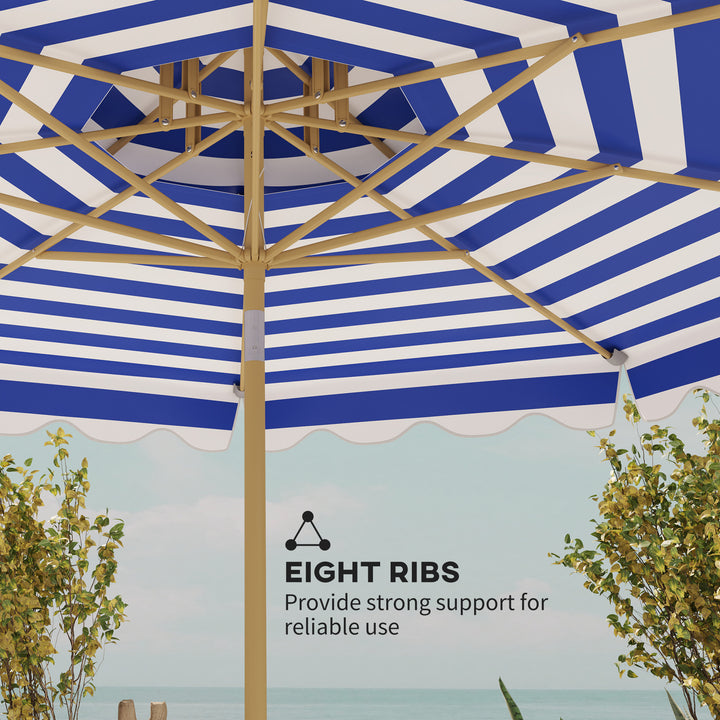 Outsunny 9FT Patio Umbrella with 8 Ribs, Crank, Tilt, UPF 50+, 2-Tier Vent for Garden, Deck, Poolside, Blue
