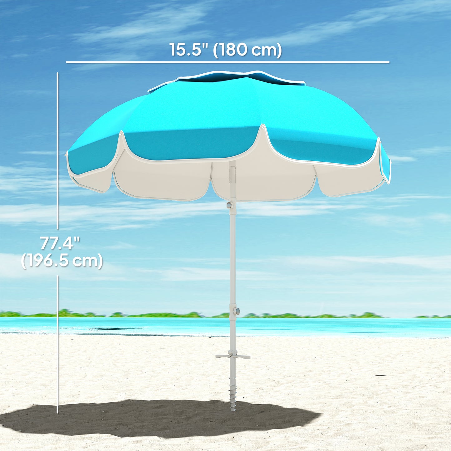 Outsunny 6 ft Beach Umbrella Portable with Sand Anchor, Carry Bag, Adjustable Height & Tilt, UPF50+ UV Protection, Grey