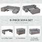 Outsunny 6 PCs Rattan Corner Sofa Set Outdoor Conservatory Furniture Grey