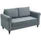 HOMCOM Vintage Loveseat, Upholstered Love Seat Furniture, Chenille-feel Fabric 2 Seater Sofa Couch with Rolled Arms, Gourd-Shaped Rubber Wood Legs for Living Room, Dark Grey