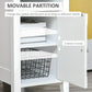 HOMCOM Wooden3-Tier Modern Nightstand with Pullout Shelf, Adjustable Open Shelf, and Door Cabinet, White