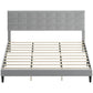 HOMCOM Queen Size Bed Frame with Upholstered Headboard, Modern Platform Bed Frame with Wood Slats, 1100 lbs Capacity, Cream