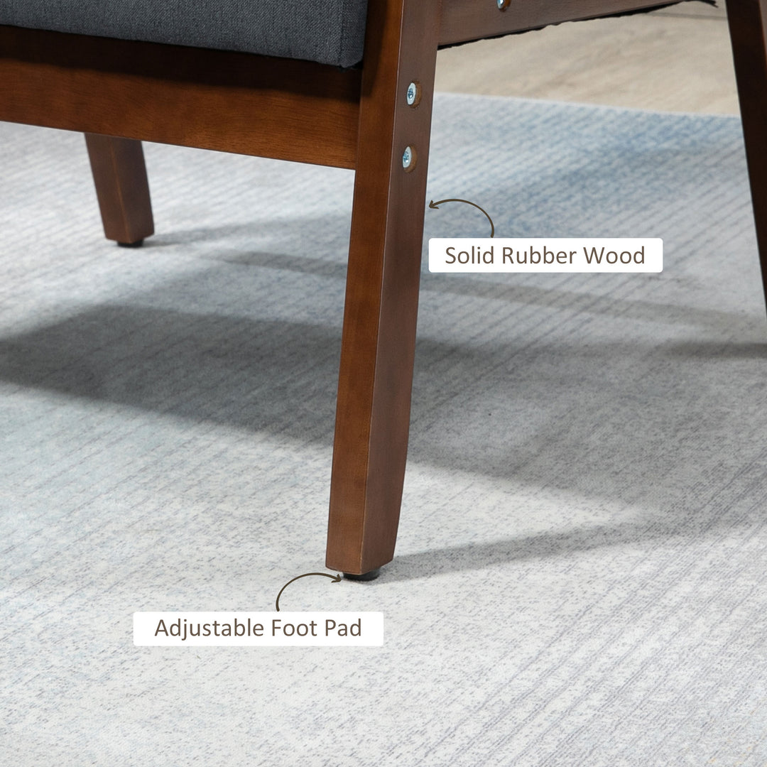 HOMCOM Modern Accent Chairs with Cushioned Seat, Upholstered Linen-Feel Armchair for Bedroom, Living Room, Dark Gray