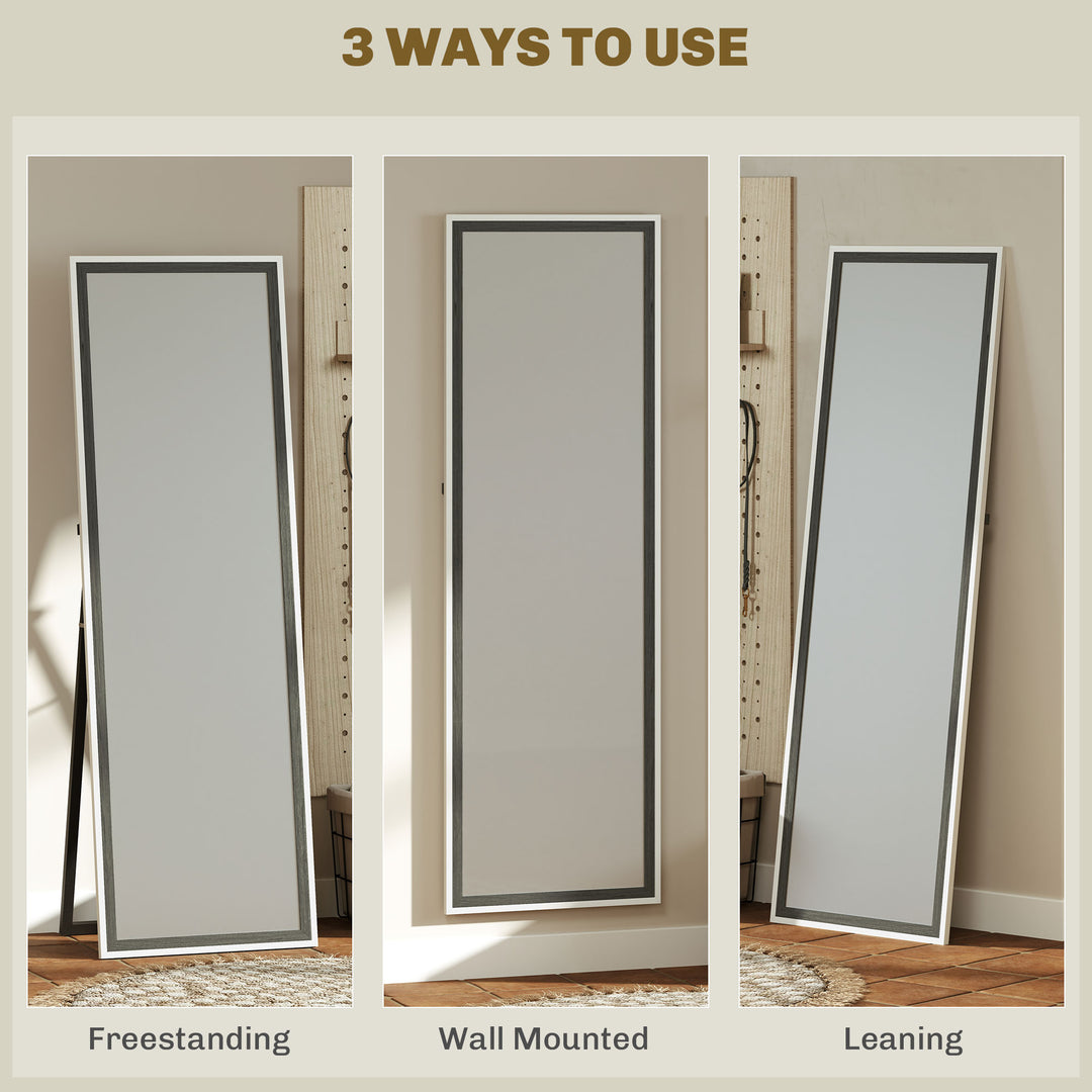 HOMCOM Floor Standing Mirror, Full Length Mirror, Free Standing, Leaning or Wall Mirror with Frame for Bedroom, Dark Wood Grain
