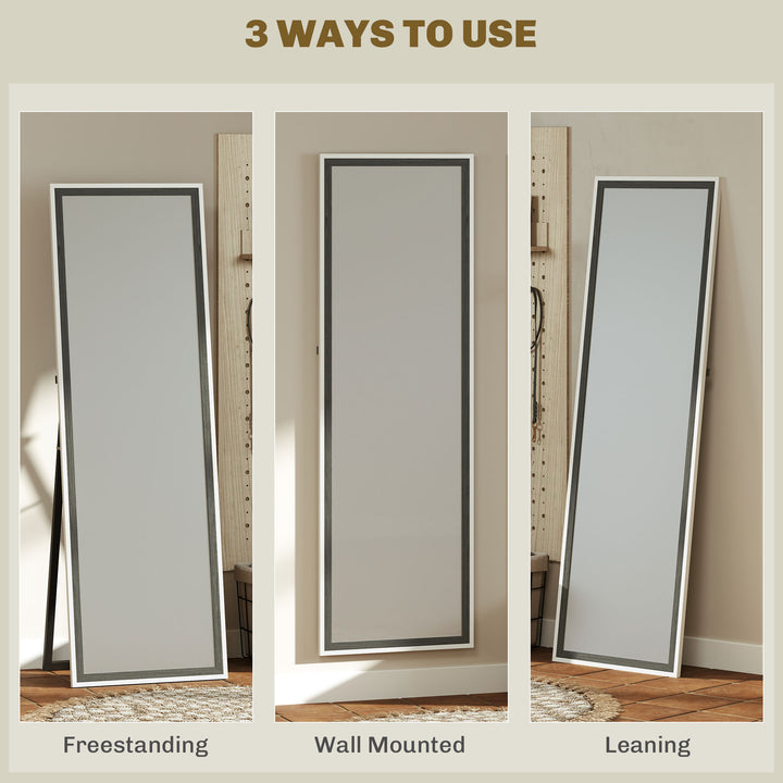 HOMCOM Floor Standing Mirror, Full Length Mirror, Free Standing, Leaning or Wall Mirror with Frame for Bedroom, Dark Wood Grain