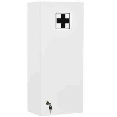 kleankin Wall Mount Medicine Cabinet, 5-tier Lockable Bathroom Cabinet with 2 Keys and Adjustable Shelves, White