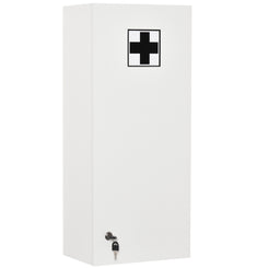 kleankin Wall Mount Medicine Cabinet, 5-tier Lockable Bathroom Cabinet with 2 Keys and Adjustable Shelves, White