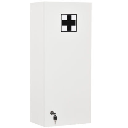 kleankin Wall Mount Medicine Cabinet, 5-tier Lockable Bathroom Cabinet with 2 Keys and Adjustable Shelves, White