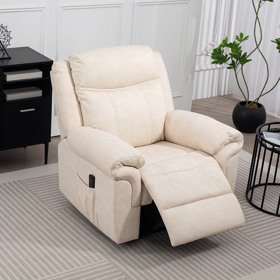 HOMCOM Manual Recliner Chair with Vibration Massage, Side Pockets, Microfibre Reclining Chair for Living Room, Cream White