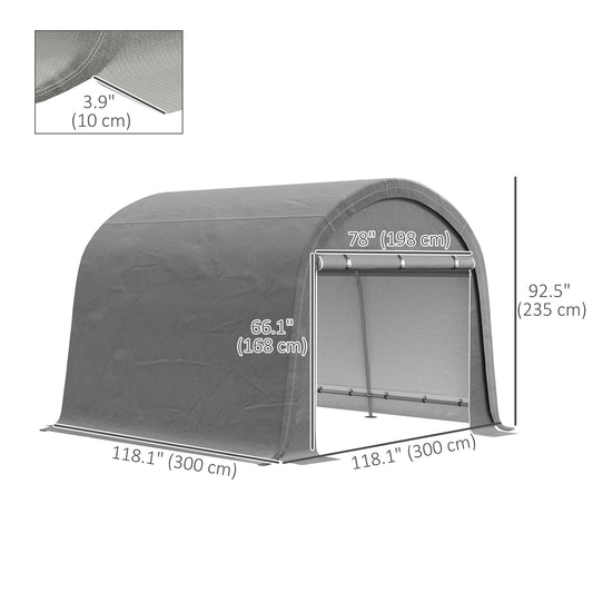 Outsunny 10' x 10' Outdoor Storage Tent, Heavy Duty and Waterproof Portable Shed for Bike, Motorcycle & Garden Tools, Light Grey