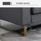HOMCOM 3 Seater Sofa, Linen Upholstered Cozy Padded Couch with Steel Leg, Backrest and Wide Armrest, for Living room, Bedroom, Grey