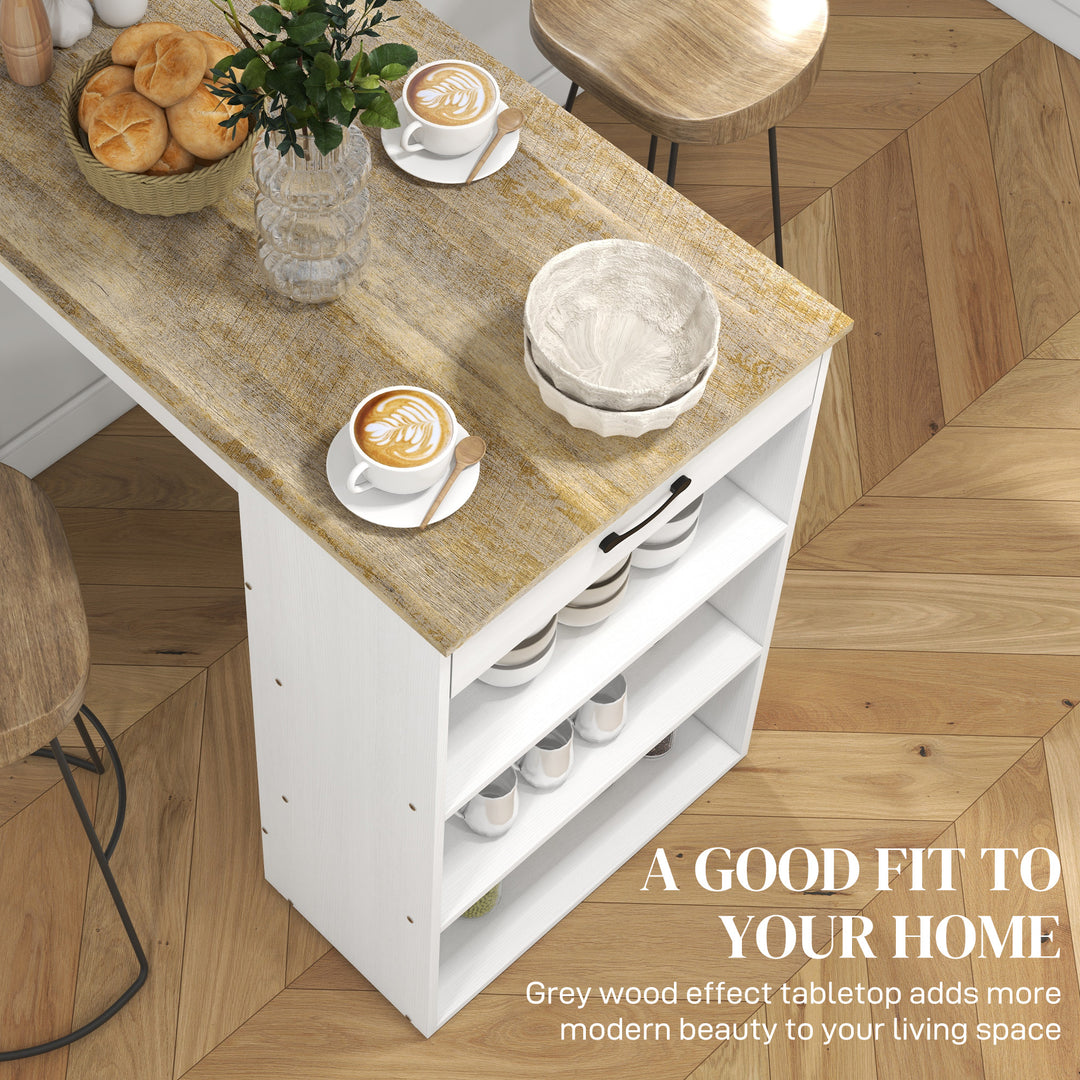 HOMCOM Bar Table with Drawer and 3 Storage Shelves, Bar Height Table, High Top Pub Table for Home Bar, Kitchen, Grey