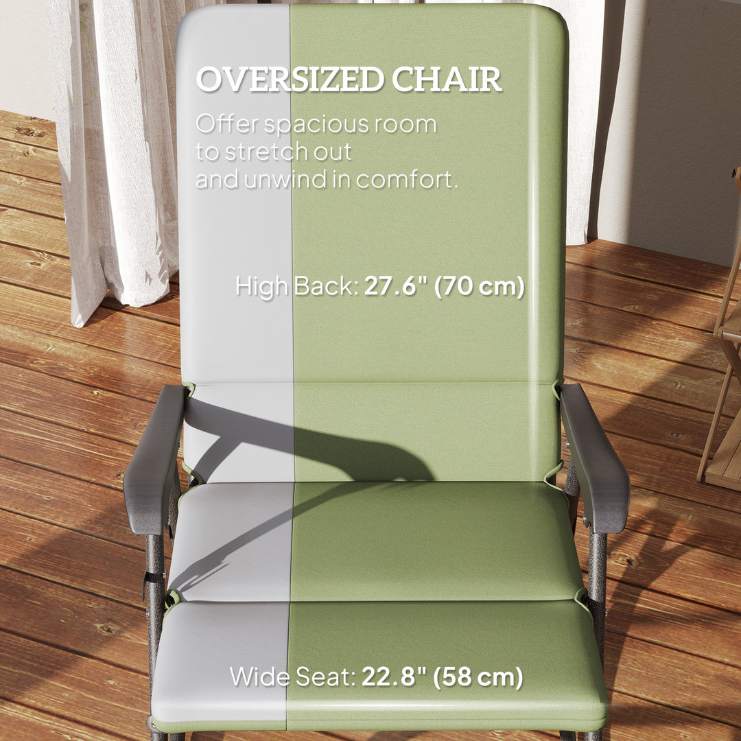 Outsunny Folding Rocking Chair Set, Oversized Outdoor Rocking Chair with 400 lbs Capacity, Wide Seat, Padded High Back, Green