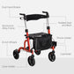 HOMCOM Rollator Walker for Seniors and Adults with 8'' Wheels, Padded Seat and Backrest,  Storage Bag Blue
