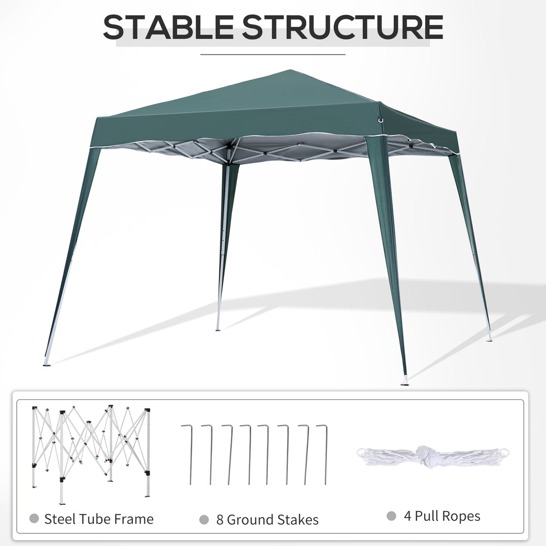 Outsunny 8' x 8' Pop Up Canopy, Outdoor Foldable Tent, Portable Canopy Tent with Carrying Bag for Camping, Party, Picnic, White