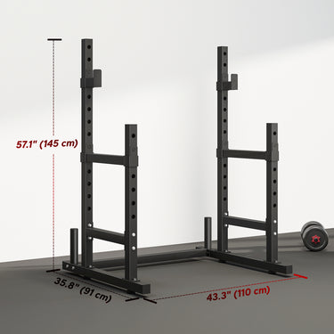 Soozier Adjustable Squat Rack, 660 lbs Multi-Function Barbell Rack for Weight Lifting and Home Gym Strength Training, Black