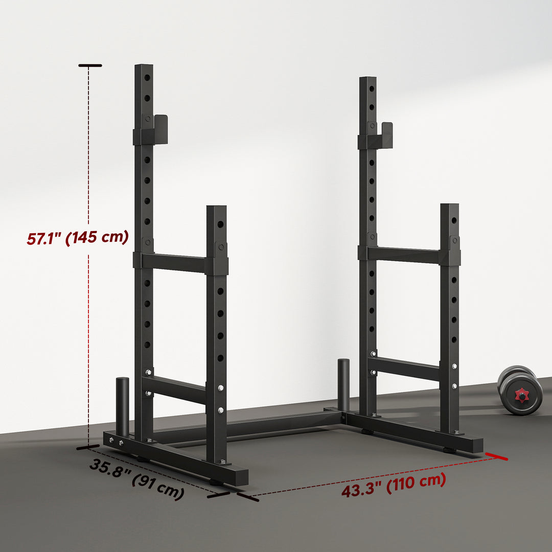 Soozier Adjustable Squat Rack, 660 lbs Multi-Function Barbell Rack for Weight Lifting and Home Gym Strength Training, Black