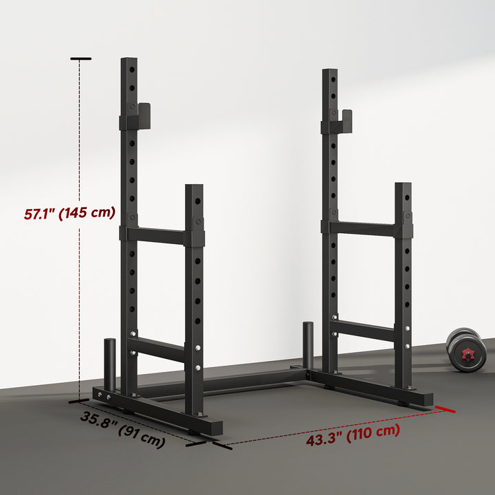 Soozier Adjustable Squat Rack, 660 lbs Multi-Function Barbell Rack for Weight Lifting and Home Gym Strength Training, Black