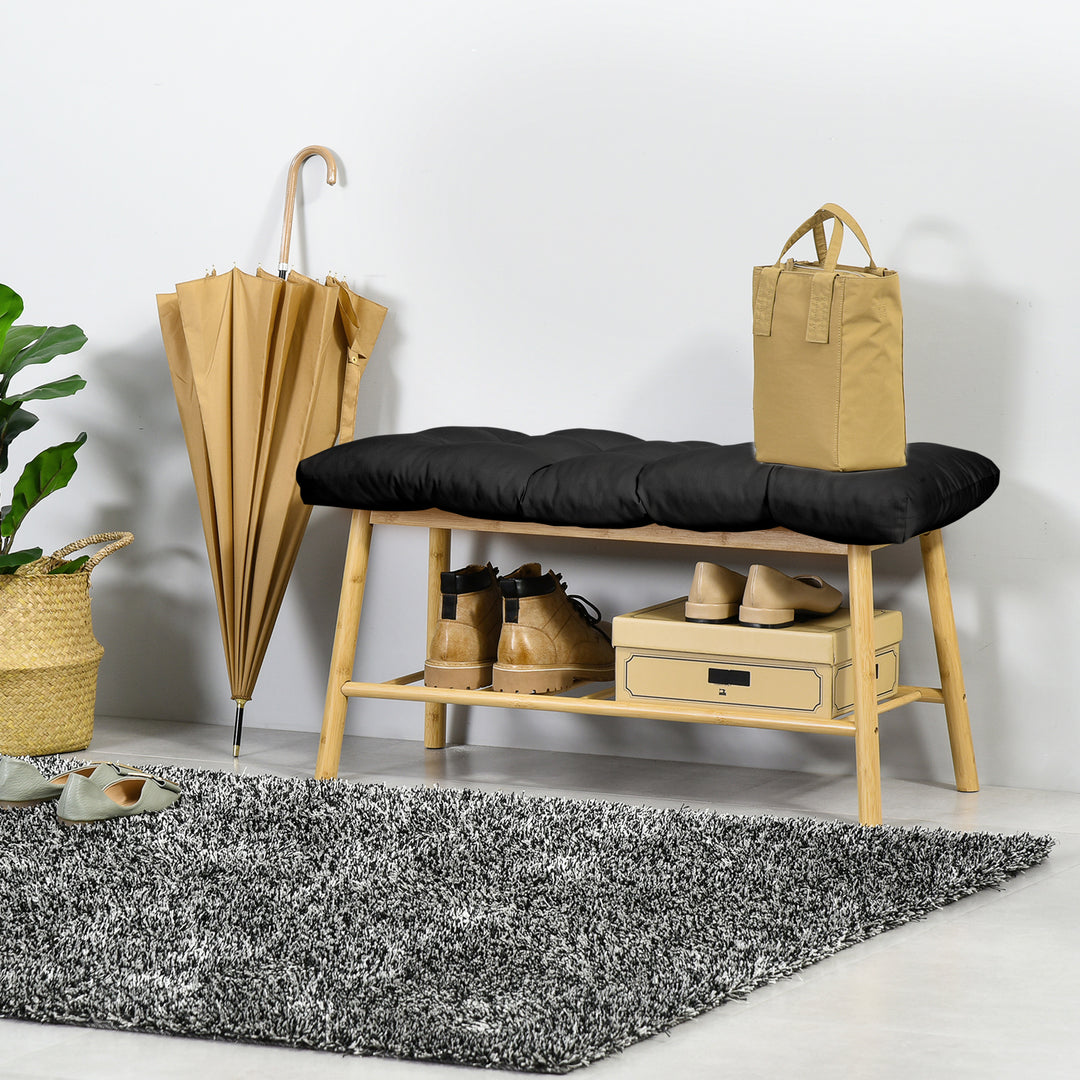 Outsunny Set of 2 Patio Bench Replacement Cushions, 2 Seater Outdoor Loveseat Cushion Seat Pad, 43" x 19" x 3", Grey