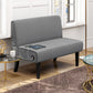 HOMCOM 46.5" Loveseat Couch with USB Ports, Corduroy Love Seat Sofa with Wood Legs for Living Room, Bedroom, Small Space, Grey