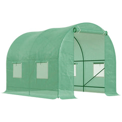 Outsunny 8'x6.6'x6.6' Heavy Duty Walk-in Greenhouse Garden Tunnel Hot House Outdoor Flower Vegetable Growth Warm House Roll Up Door, Windows, Steel