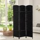 HOMCOM 6ft Folding Room Divider, 3 Panel Wall Partition with Wooden Frame for Bedroom, Home Office, Black