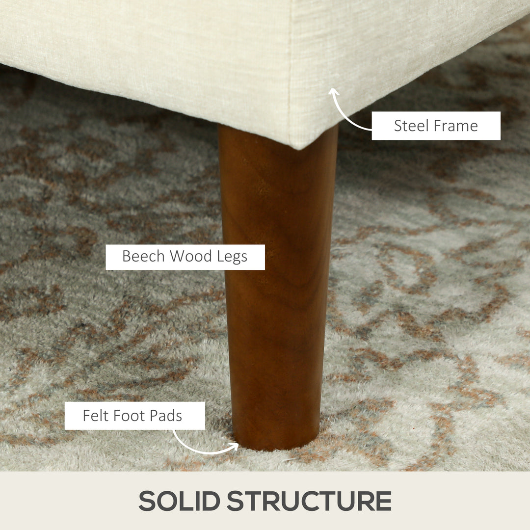 HOMCOM L Shape Sofa, Modern Sectional Couch with Changeable Chaise Lounge, Wooden Legs, Corner Sofa for Living Room, Cream