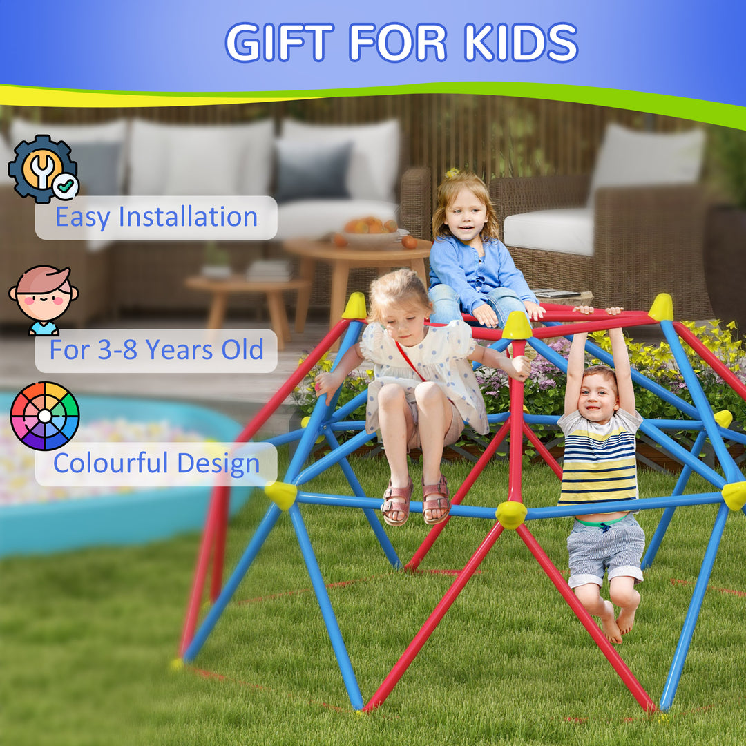 Outsunny 6 FT Climbing Dome Geometric Jungle Gym w/ Rust and UV-Resistant Steel, Up to 396 lbs, for 1-4 Children Aged 3-8 Years
