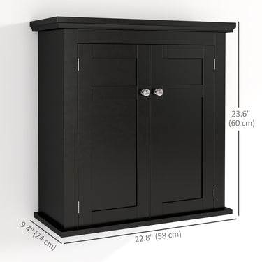 kleankin Bathroom Cabinet, Medicine Cabinet, Over Toilet Storage Cabinet with Adjustable Shelves for Entryway, Black