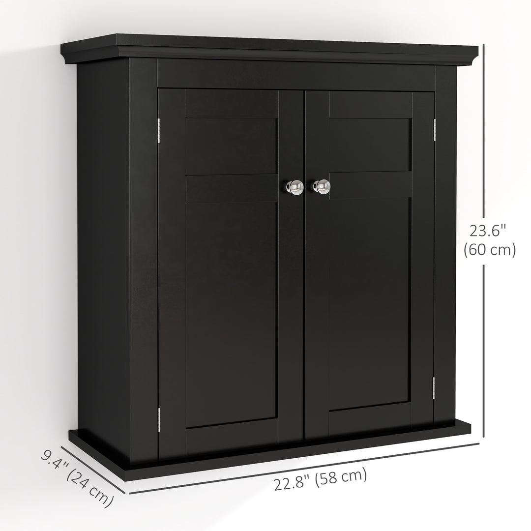 kleankin Bathroom Cabinet, Medicine Cabinet, Over Toilet Storage Cabinet with Adjustable Shelves for Entryway, Black