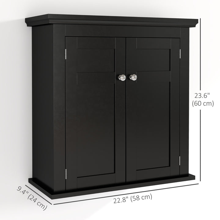 kleankin Bathroom Cabinet, Medicine Cabinet, Over Toilet Storage Cabinet with Adjustable Shelves for Entryway, Black