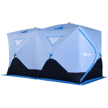 Outsunny 8-Person Insulated Ice Fishing Tent Shelter with Ventilation Windows and Carry Bag, for -22℉, Blue