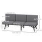 Outsunny 3-in-1 3-Seater Outdoor Sofa, Lounge Chair with 5-Position Adjustable Back, Patio Loveseat with Folding Table, Grey