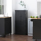 HOMCOM 48" 4-Door Storage Cabinet Multi-Storey Large Space Pantry with Adjustable Shelves Black