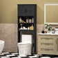 kleankin Modern Over The Toilet Storage, Bathroom Cabinets Over Toilet with Open Shelves and Double Door Cabinet, White